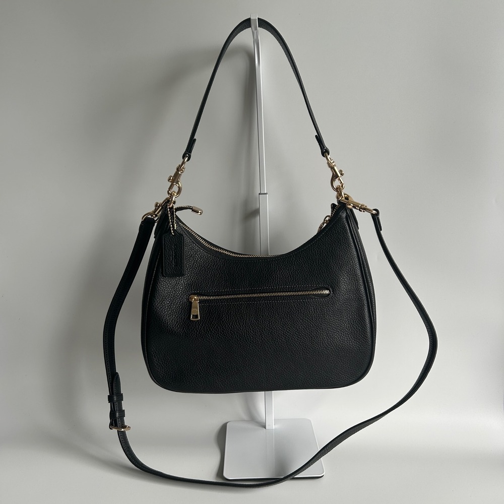 Coach Teri Hobo Black Pebbled Leather Shoulder Bag Excellent - Picture 3 of 11